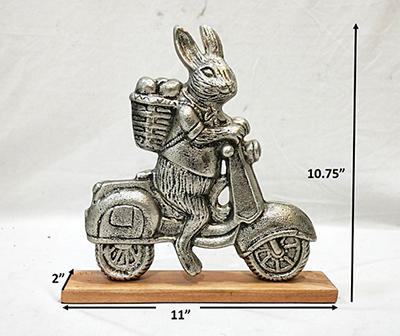 Bunny On Scooter Metal Tabletop Decor