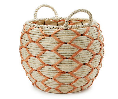 California Sun 12.2" Red Woven Basket Planter with Handles