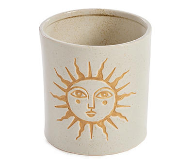 7" Sun Face Ceramic Planter