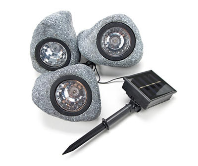 Faux Rock 3-Piece LED Solar Light Set