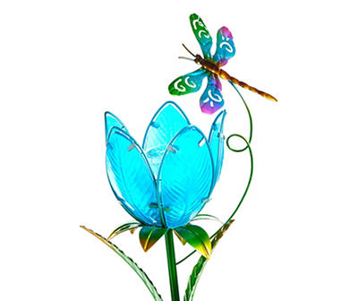 31.8" Tulip & Dragonfly LED Solar Yard Stake