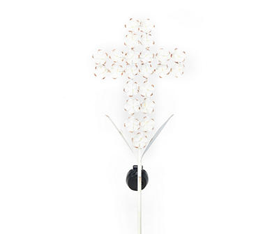 34.8" Floral Cross LED Solar Yard Stake