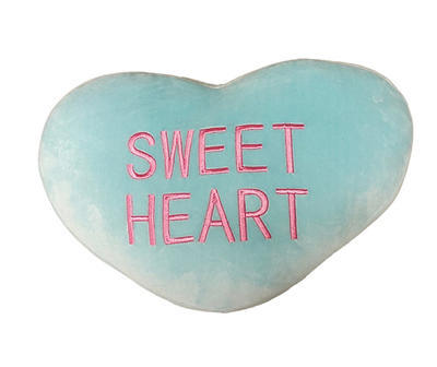 "Sweet Heart" Blue Candy Heart Pillow