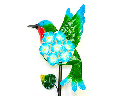 34.5" Hummingbird & Flower LED Solar Yard Stake