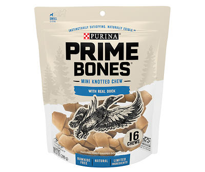 Purina Prime Bones Mini Knotted Chews Rawhide Free, Natural Dog Treats With Real Duck
