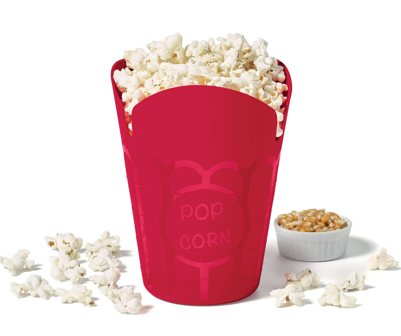 Microwave Popcorn Silicone Popcorn Bowl Maker with Lid Bucket Red