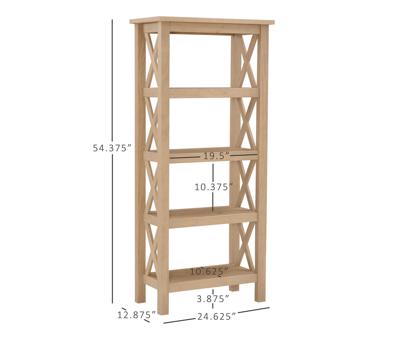 Richland Driftwood 4-Tier X Side Bookcase | Big Lots
