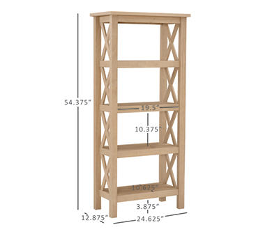 Richland Driftwood 4-Tier X Side Bookcase