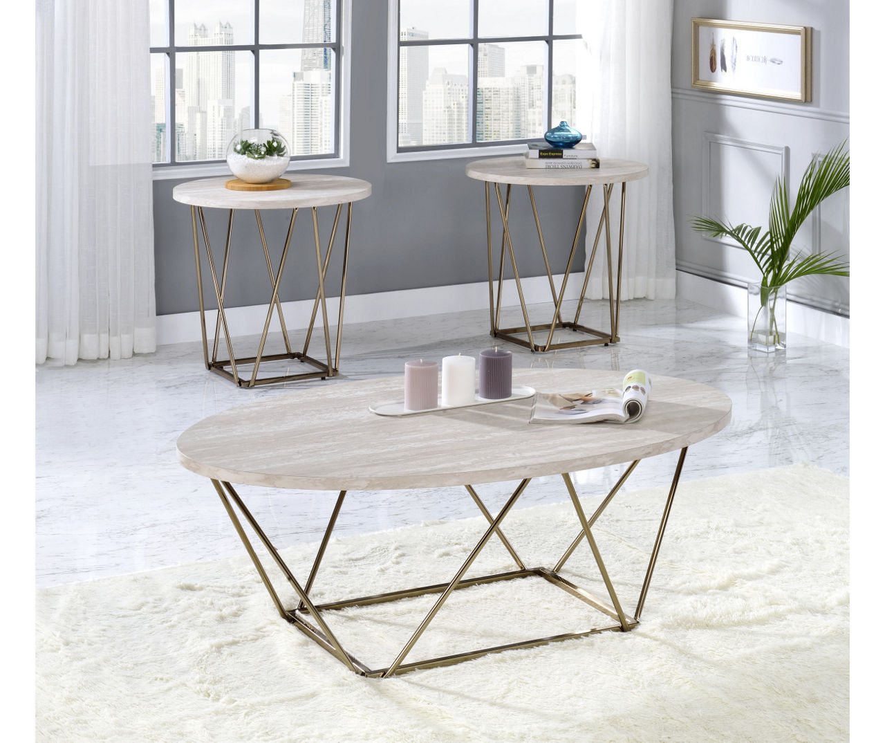 Steve Silver Rowyn Faux Marble 3Piece Occasional Table Set Big Lots