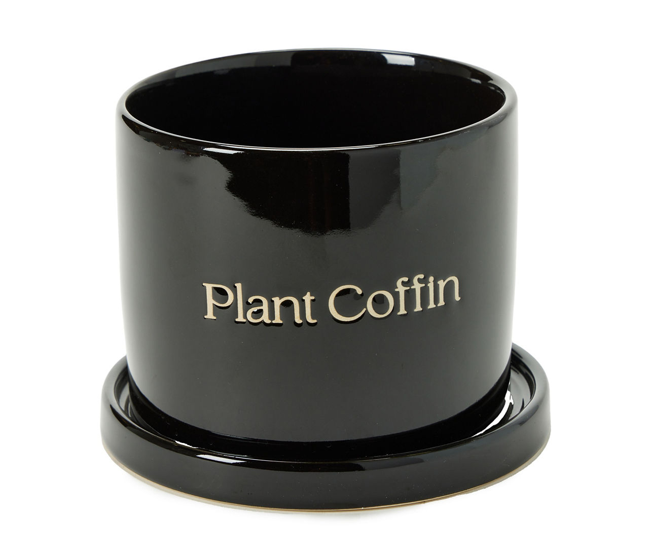 6.8" Black "Plant Coffin" Ceramic Planter with Saucer Big Lots