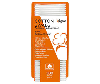 Degasa Cotton Swabs, 300-Count