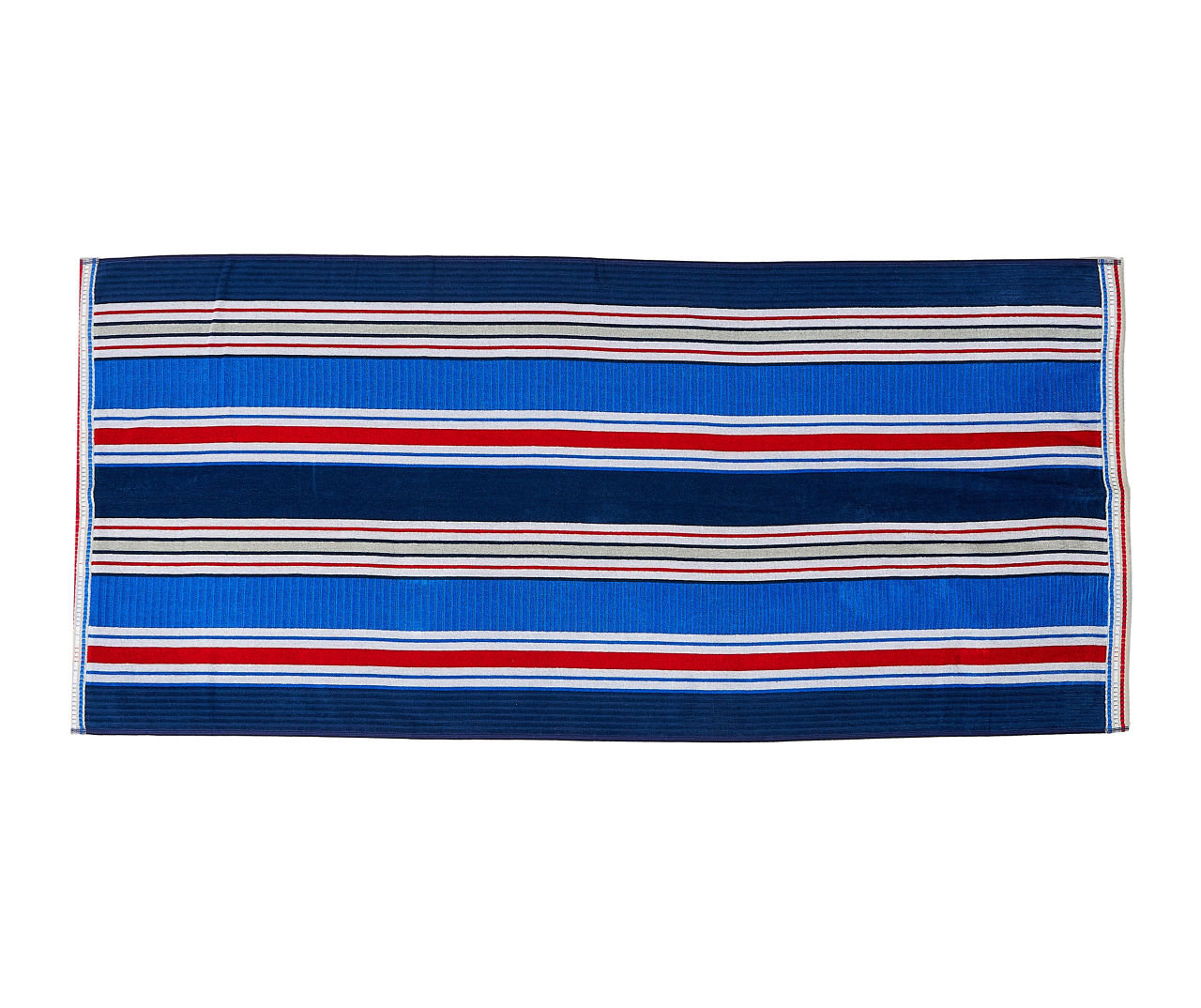 Blue & Red Nautical Stripe Velour Cabana Beach Towel