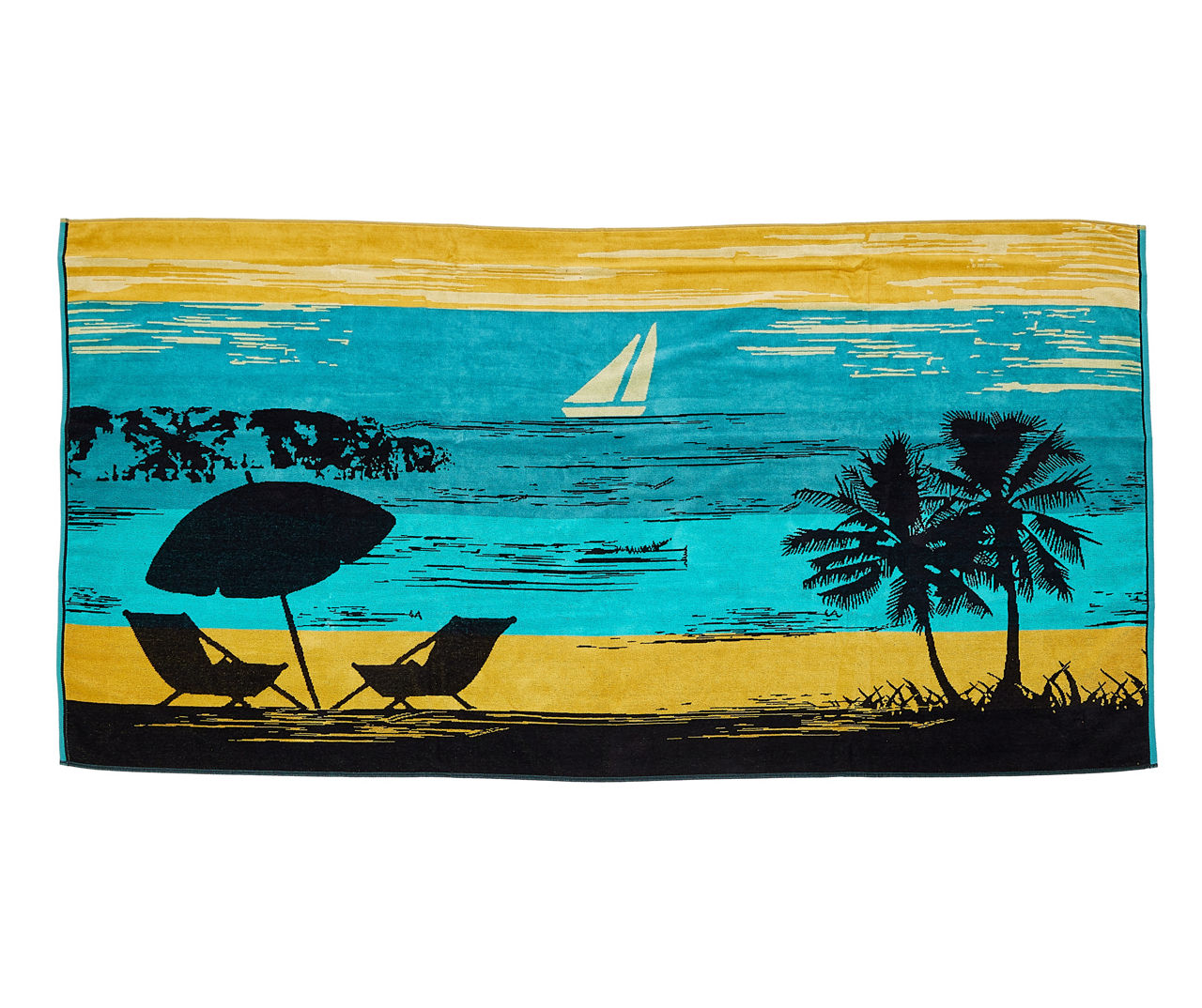 Yellow & Aqua Beach Scene Beach Towel Big Lots