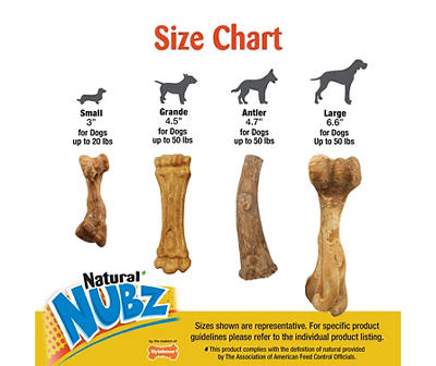 Natural Nubz Venison Antler Dog Chews, 12-Pack