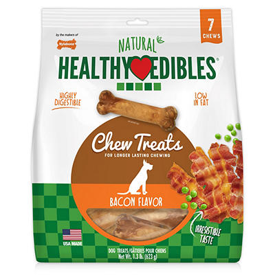 Healthy Edibles Bacon Flavor Dog Chew Treats, 7-Pack