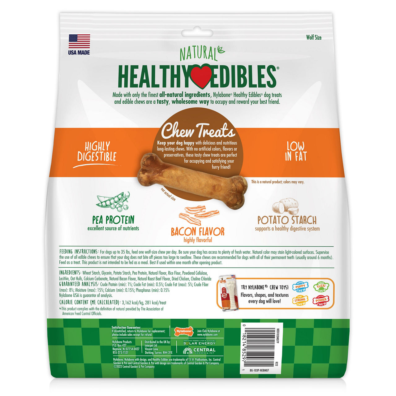 Healthy Edibles Bacon Flavor Dog Chew Treats, 7-Pack