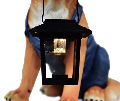 11.9" Farm Dog & Lantern LED Solar Garden Decor