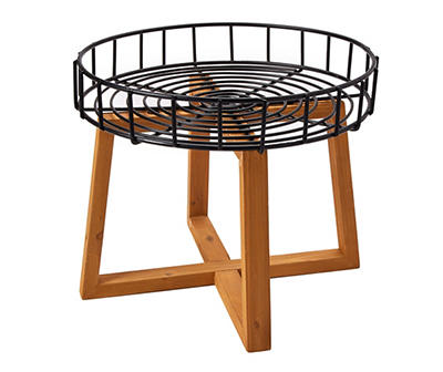 10.3" Wire Metal & Wood Plant Stand