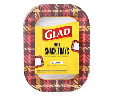 Warm Plaid Paper Snack Trays, 32-Count