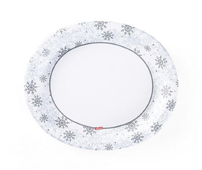 12" Gray Snowflake Oval Paper Platters, 6-Count
