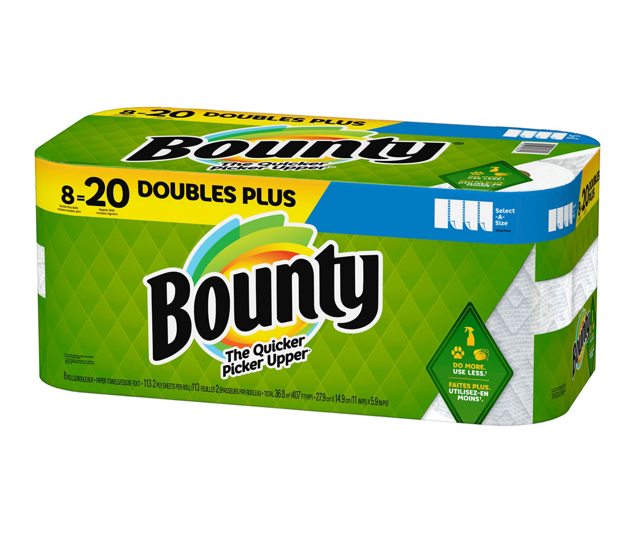 Bounty Quick-Size Paper Towels, White, 12 Family Rolls = 30