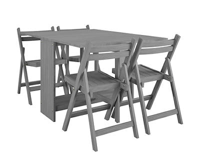 Gray 5-Piece Folding Wood Dining Set