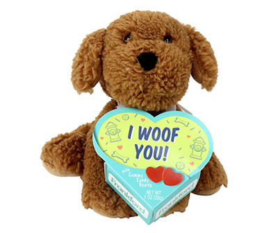"I Woof You" Valentine's Puppy Plush & Gummy Set