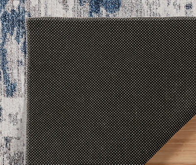 Cenis Gray & Blue Abstract Area Rug, (5' x 7')