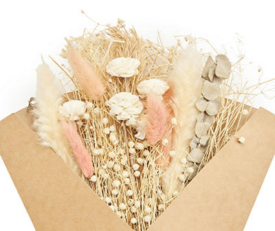 18" White Floral Bouquet in Kraft Paper