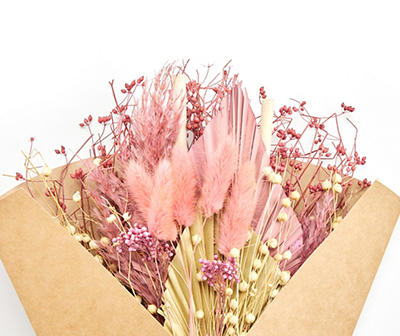 18" Pink Floral Bouquet in Kraft Paper