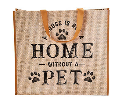 "Not A Home Without A Pet" Paw Print Large Reusable Tote Bag