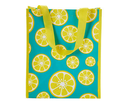 Blue & Yellow Lemon Small Reusable Tote Bag