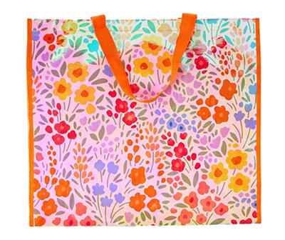 Iridescent Floral Large Reusable Tote Bag
