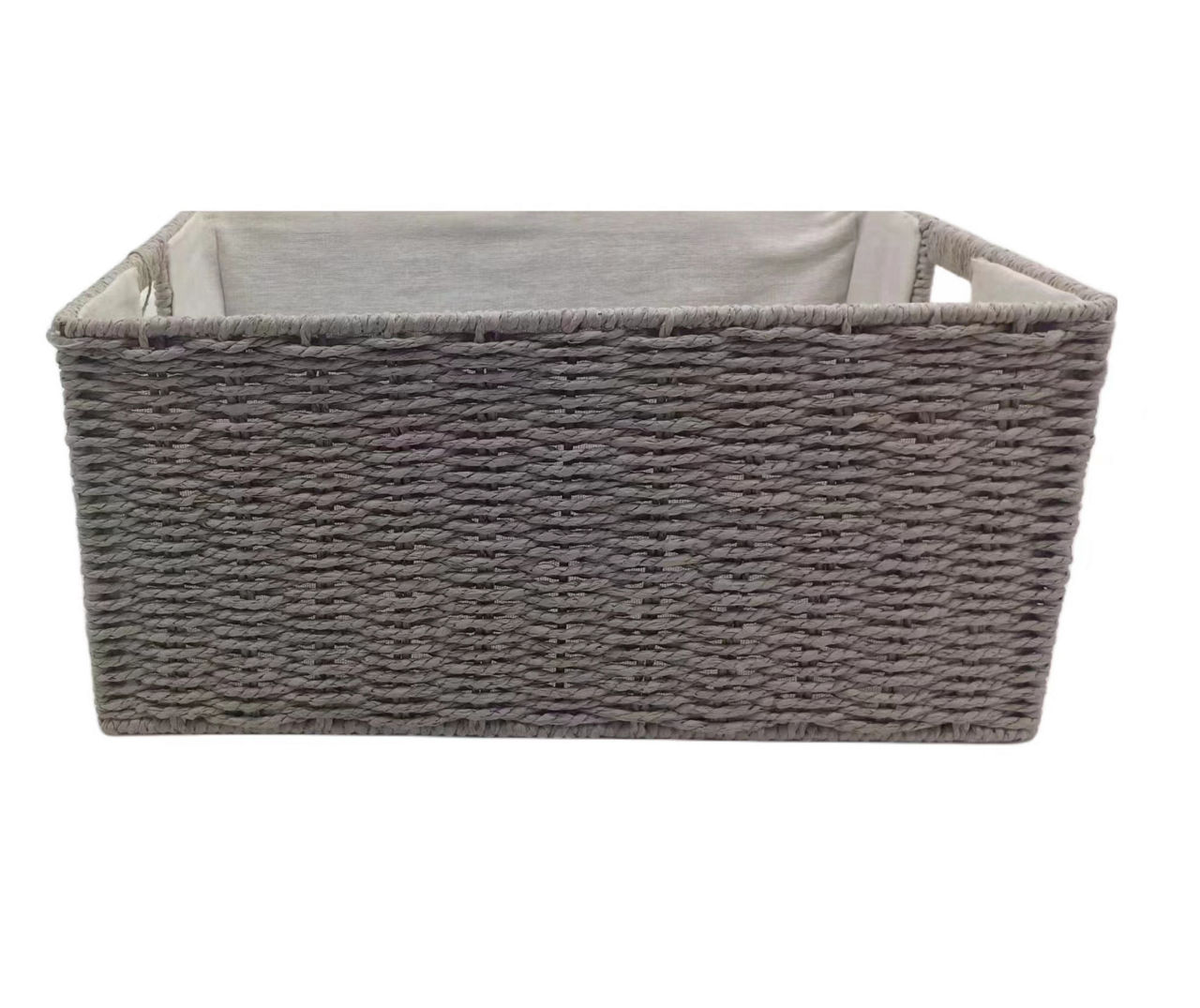 Gray X-Large Woven Paper Storage Bin With Fabric Liner