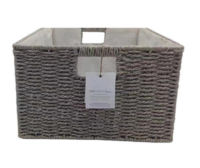 Gray X-Large Woven Paper Storage Bin With Fabric Liner