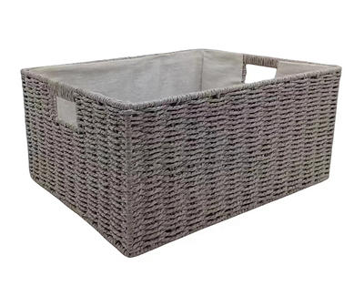 Gray X-Large Woven Paper Storage Bin With Fabric Liner