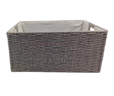 Gray Large Woven Paper Storage Bin With Fabric Liner
