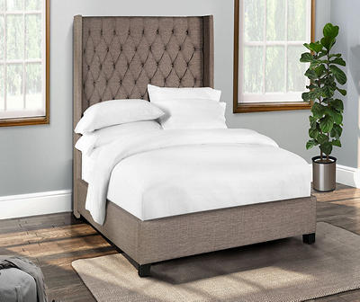 Manhattan Brown Wingback Upholstered King Bed