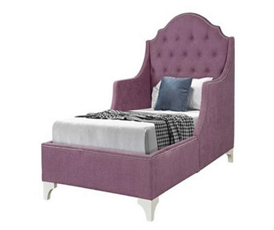 Emma Purple Wingback Upholstered Twin Bed