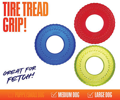 Tire Flyer Dog Toy, 3-Pack