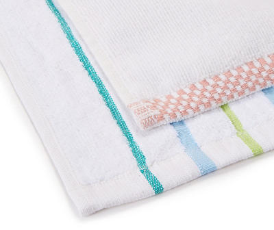 "Hello" White & Blue Floral 2-Piece Hand Towel Set