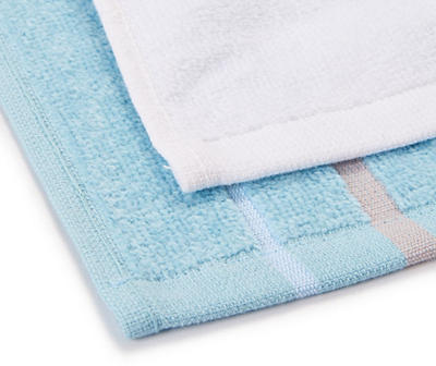 "Spring" White & Blue Wreath 2-Piece Hand Towel Set