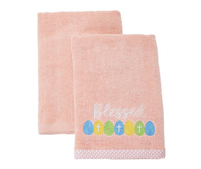 "Blessed" Peach 2-Piece Hand Towel Set