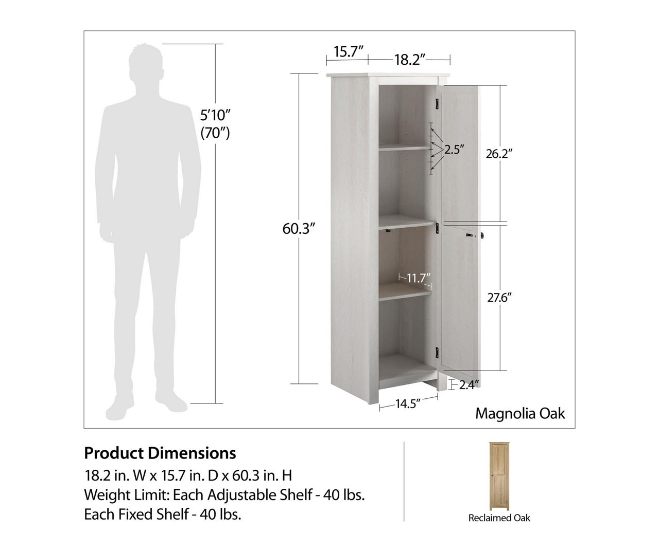 Ameriwood lincoln magnolia oak deals single door kitchen pantry