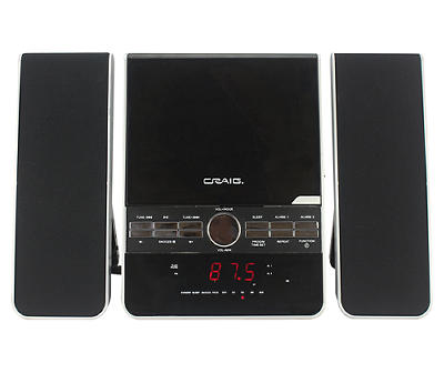 Black 3-Piece CD Shelf System with AM/FM Stereo Radio