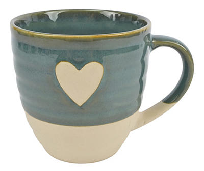 Blue Heart Stoneware Mug, 19 oz.