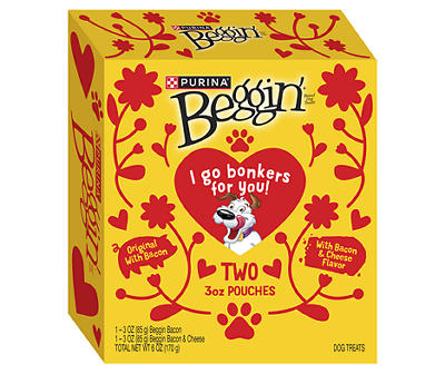 Valentines Bacon & Cheese Dog Treats, 2-Pack