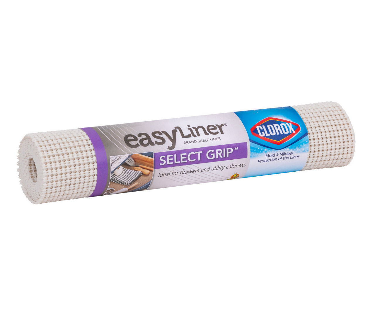 Select Grip Easy Liner Brand Shelf Liner with Clorox - White, 12 in. x 4 ft.