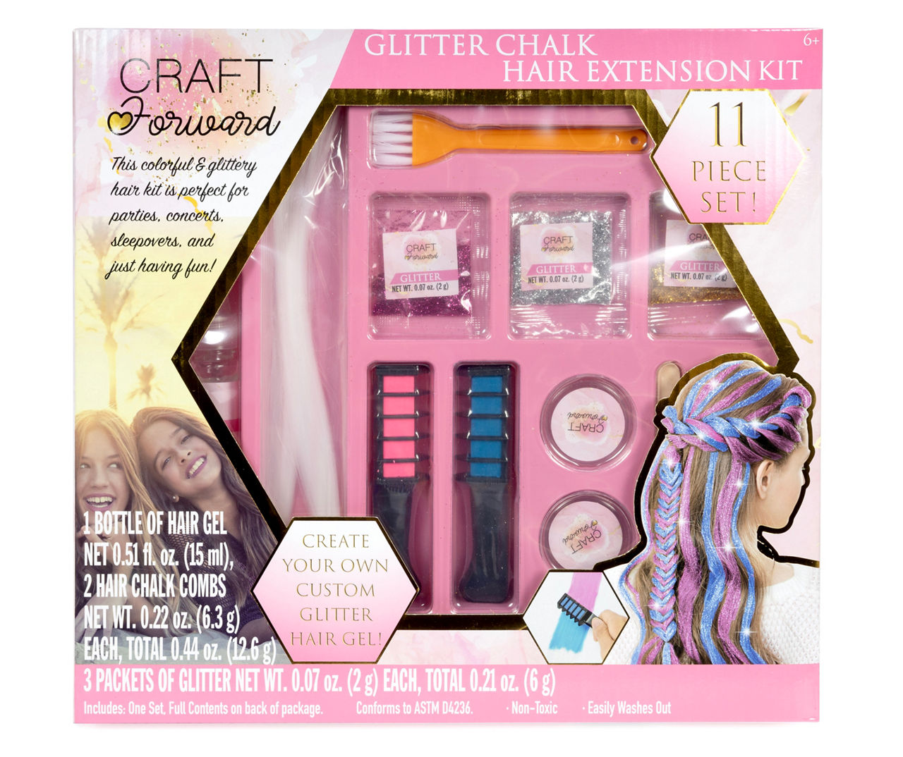 Creative Kids - Glitter Chalk Hair Extension Kit