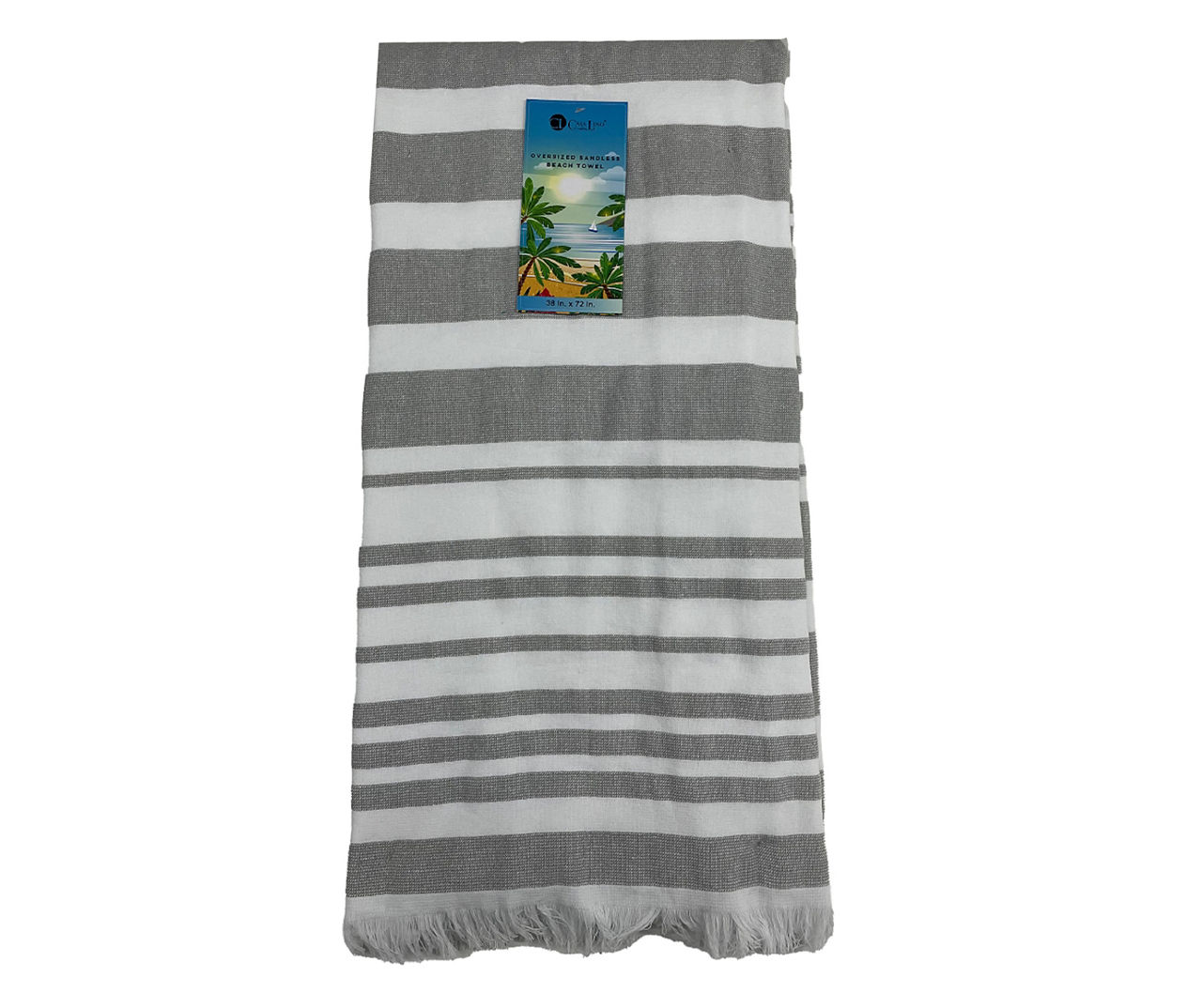 Ghost Gray Stripe Oversize Sandless Beach Towel Big Lots